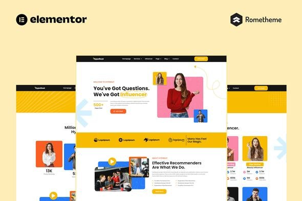 Hypebeat - 网红营销机构Elementor Pro全站模板套件
