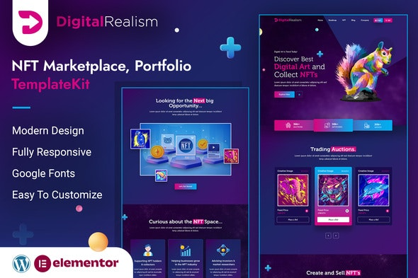 Digital Realism – NFT Elementor模板套件 | NFT网站模板