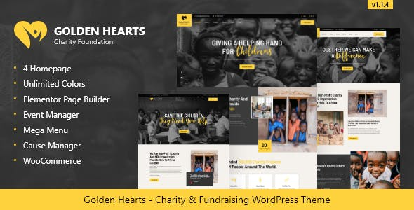 Golden Hearts v1.0.8 筹款与慈善 WordPress 主题