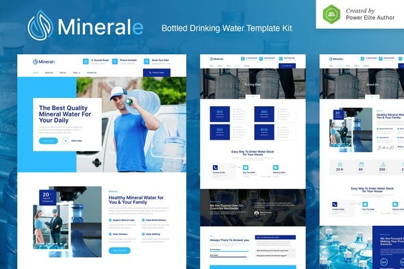 Minerale – 瓶装饮用水Elementor模板套件