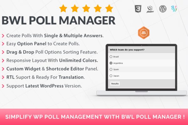 BWL Poll Manager v1.0.9 - WordPress投票管理插件
