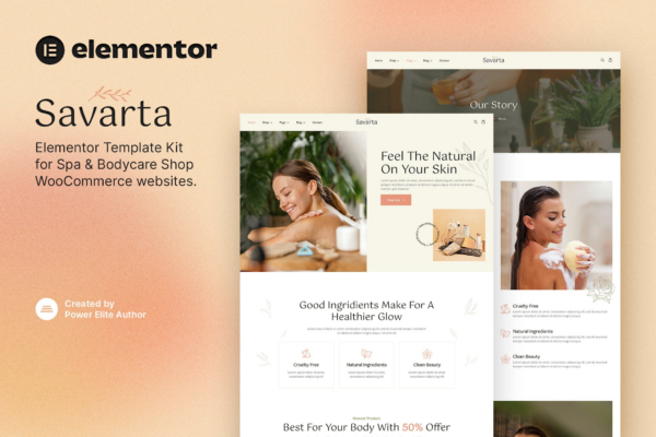 Savarta – Spa & Bodycare Shop Elementor Template Kit - 水疗与身体护理商店Elementor模板套件
