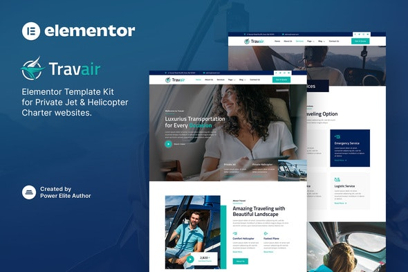 Travair - 私人飞机与直升机包机Elementor模板套件