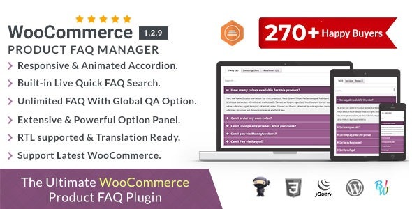 WooCommerce Product FAQ Manager v1.3.1 - WooCommerce产品常见问题管理器插件