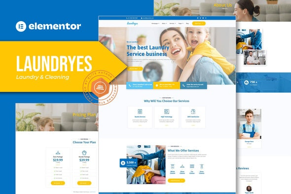 Laundryes – 洗衣与清洁服务Elementor模板套件