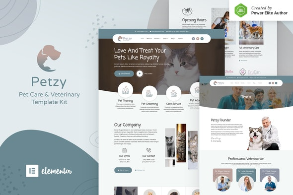 Petzy – 宠物护理与兽医Elementor模板套件