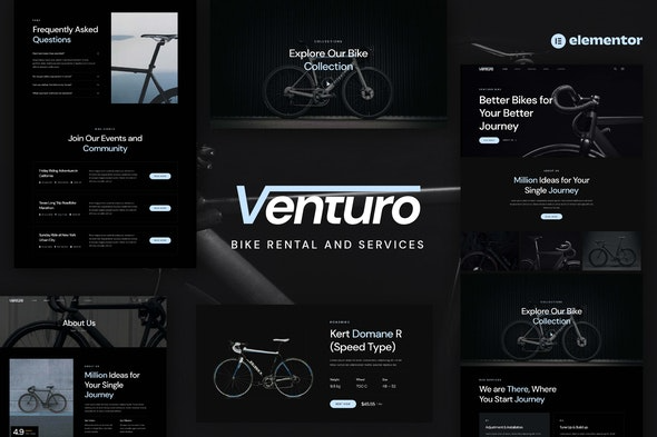 Venturo - 自行车租赁和服务Elementor模板套件