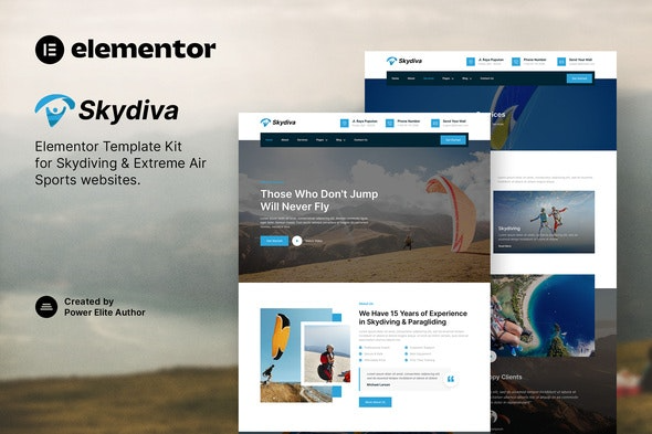 Skydiva – Skydiving & Extreme Air Sports Elementor Template Kit 跳伞与极限空中运动Elementor模板套件