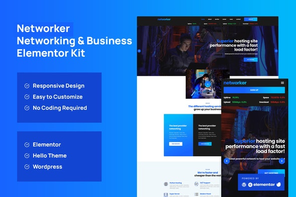 Networker – 商业服务与主机服务Elementor模板套件