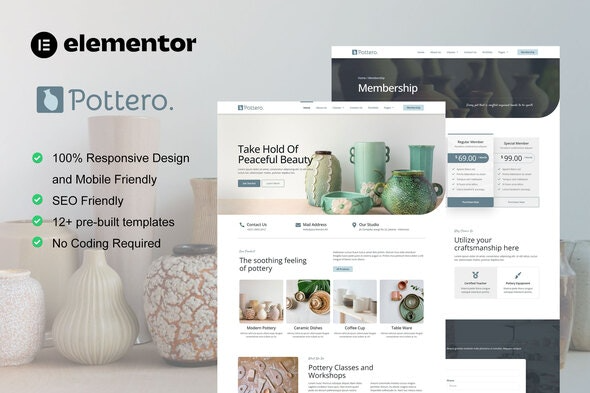 Pottero – 陶艺与陶瓷工作室Elementor模板套件