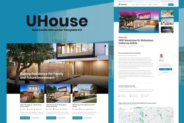 UHouse – Real Estate Elementor Template Kit - 房地产Elementor模板套件