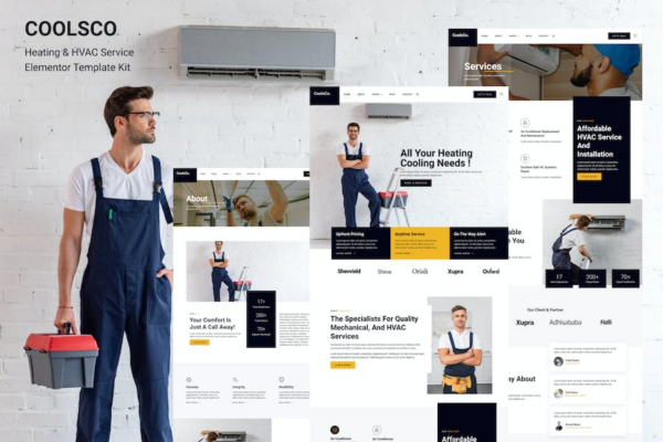 Coolsco – 空调供暖与HVAC Elementor Pro模板套件
