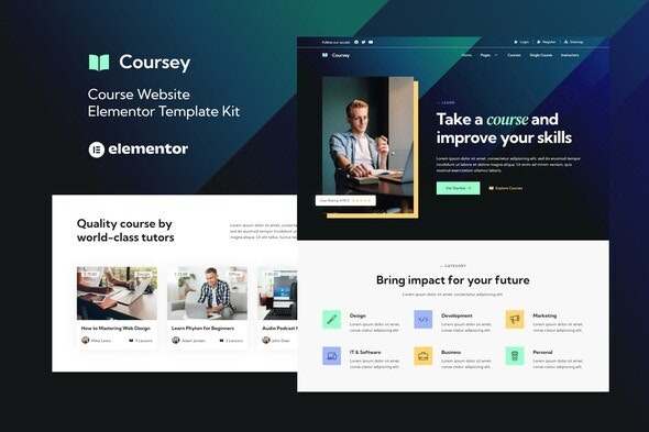 Coursey – 在线课程Elementor模板套件