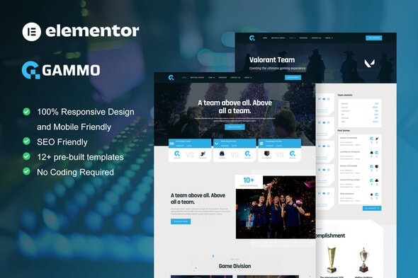 Gammo – 电子竞技团队与游戏Elementor Pro模板套件
