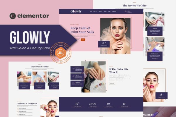 Glowly – 美甲沙龙与美容护理Elementor模板套件