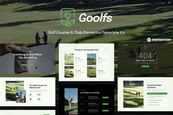 Goolfs – 高尔夫球场与俱乐部Elementor模板套件
