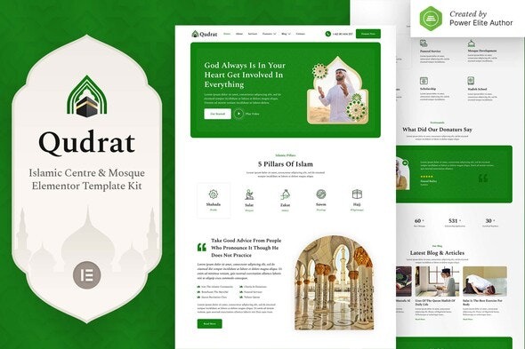 Qudrat – Islamic Center & Mosque Elementor Template Kit - 伊斯兰中心和清真寺Elementor模板套件