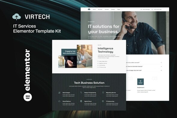 VirTech – IT服务Elementor模板套件 | 专业IT服务网站模板