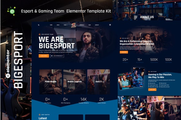 Bigesport – 电子竞技与游戏团队Elementor模板套件