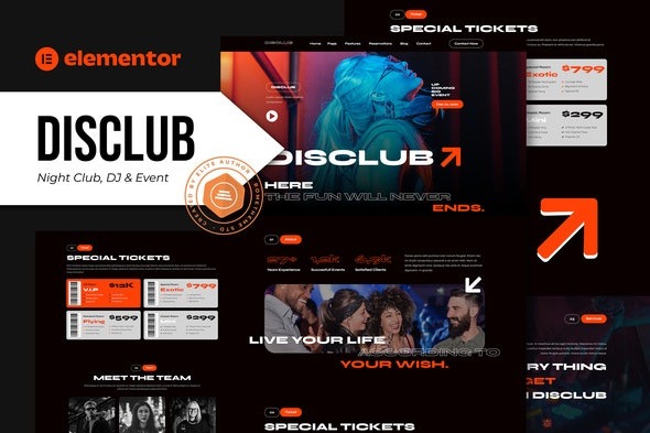 Disclub – 夜总会DJ与活动Elementor Pro模板套件