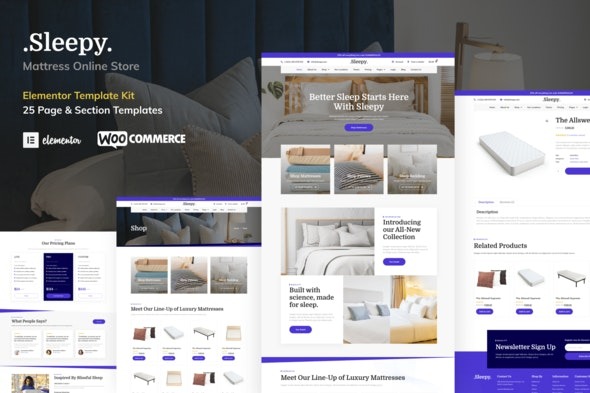 Sleepy - 床垫和床上用品在线商店Elementor Pro模板套件