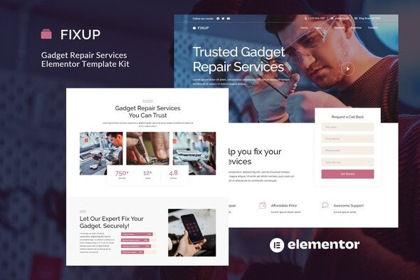 FixUp - 电子设备维修服务Elementor模板套件