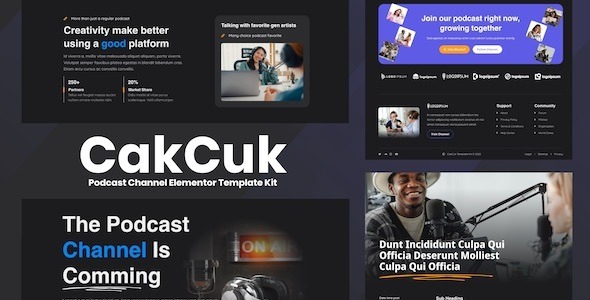 CakCuk – Podcast Channel Elementor Template Kit - 播客频道Elementor模板套件