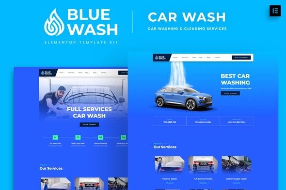 Bluewash – 汽车清洗与清洁服务模板套件