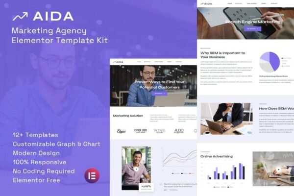AIDA - 营销机构Elementor模板套件（多功能企业网站设计工具）