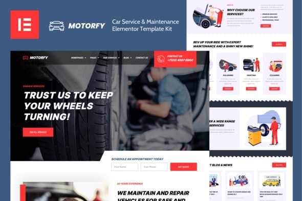 Motorfy - 汽车服务与维护Elementor模板套件