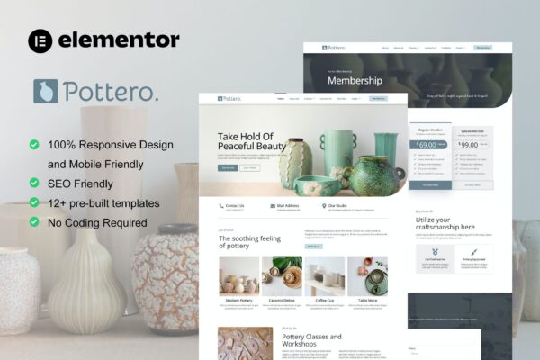 Ceramiic – Pottery & Ceramics Studio Elementor Template Kit - 陶艺与陶瓷工作室Elementor模板套件