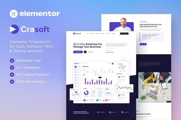 Crasoft – SaaS & 科技初创公司Elementor模板套件