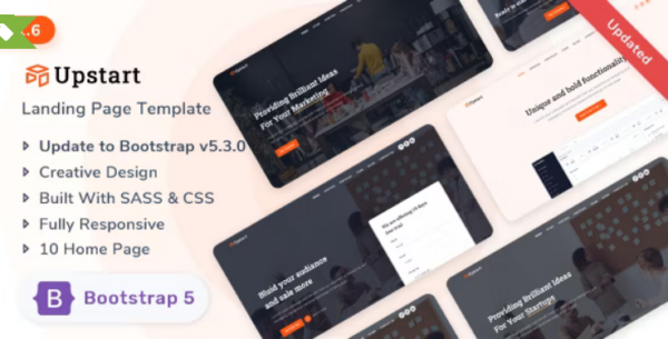 Upstart v1.6.0响应式着陆页模板 - 现代化设计，高转化率