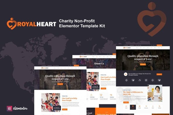 Royalheart – 非营利慈善机构Elementor模板套件