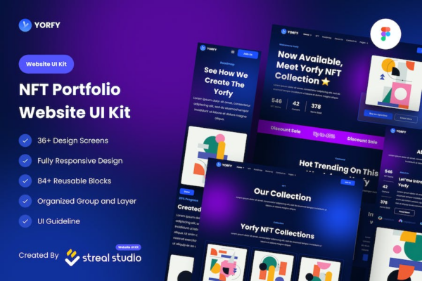 Yorfy NFT Portfolio Website UI Kit - NFT作品集网站UI工具包