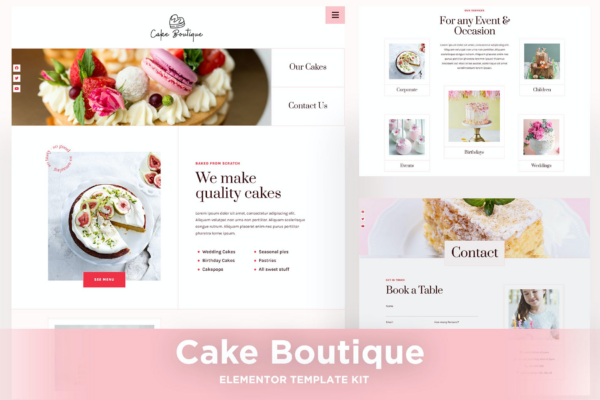 Cake Boutique - Cake Elementor Template Kit 蛋糕店元素模板套件