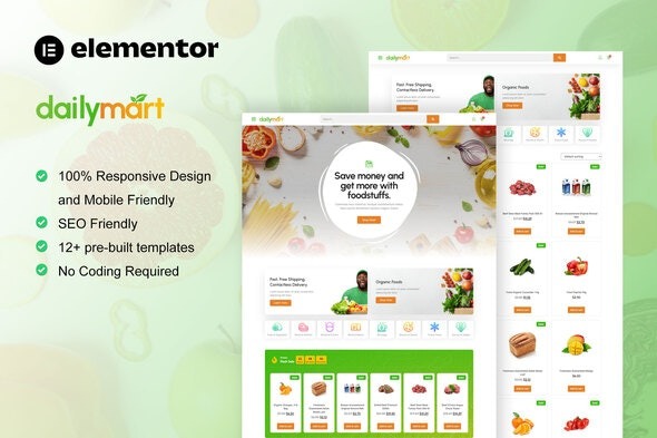 DailyMart – 杂货店Elementor模板套件 | 超市电商WordPress主题