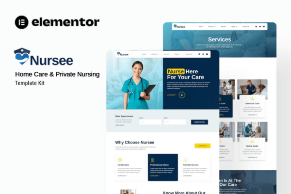 Nursee – 家庭护理与私人护理Elementor模板套件