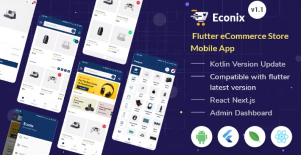 Econix v1.1 Flutter电子商务商店移动应用 + React Node管理面板