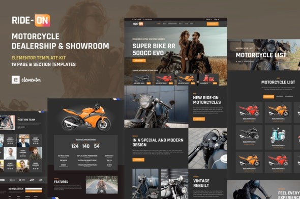 Ride ON - 摩托车经销商WordPress Elementor模板套件