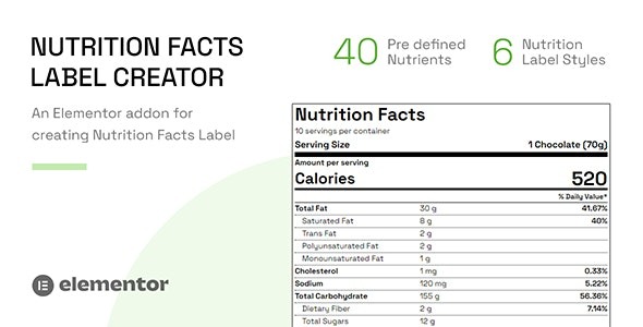 Nutrition Facts Label Creator v1.0.0 (Elementor插件) - 营养标签生成器