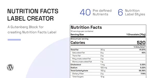 Nutrition Facts Label Creator (Gutenberg Block) v0.1.0 - 营养标签生成器（古腾堡区块）