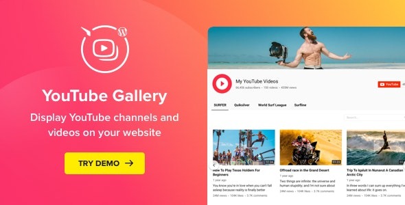 WordPress YouTube Gallery (Yottie) v3.5.0 YouTube插件 - Elfsight出品的高效视频展示工具