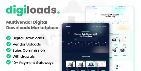 Digiloads (v1.0.1) 多供应商数字下载市场主题