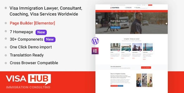 VisaHub v1.2.3 移民咨询WordPress主题 - 专业移民服务网站解决方案