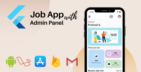 Flutter Job Portal App with Admin Panel v1.0.0 - 带管理面板的Flutter求职门户应用