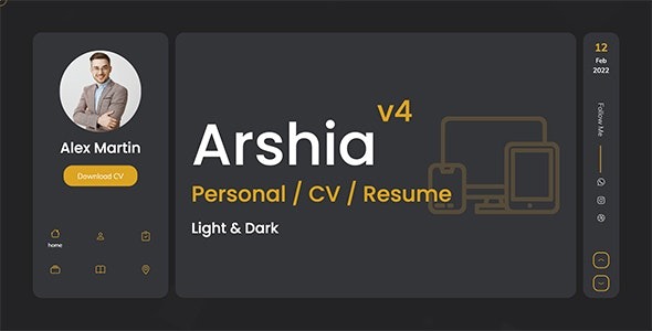Arshia v4.0.0 个人作品集、vCard和简历模板