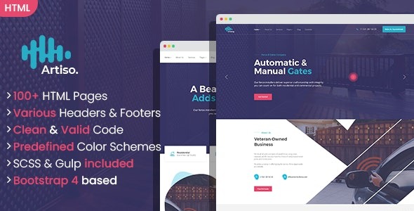 Artiso v1.0 Fence and Gates Company HTML Template - 围栏与大门公司HTML模板