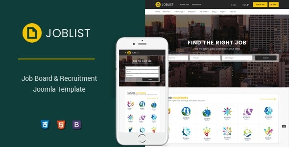 JobList (v4.1.0) 响应式招聘求职Joomla模板