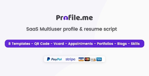 Profile.me (v2.2) Saas 多用户个人资料和简历脚本